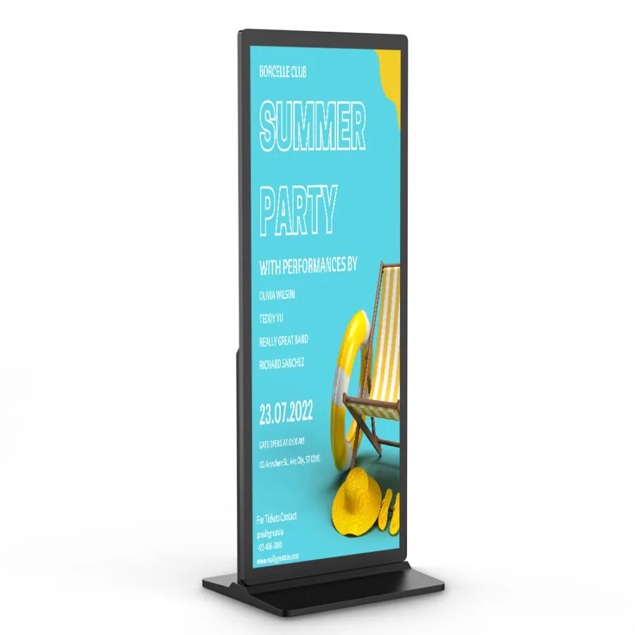BS Indoor Floor Stand Full Screen Digital Signage Display Size:70″” Full Screen