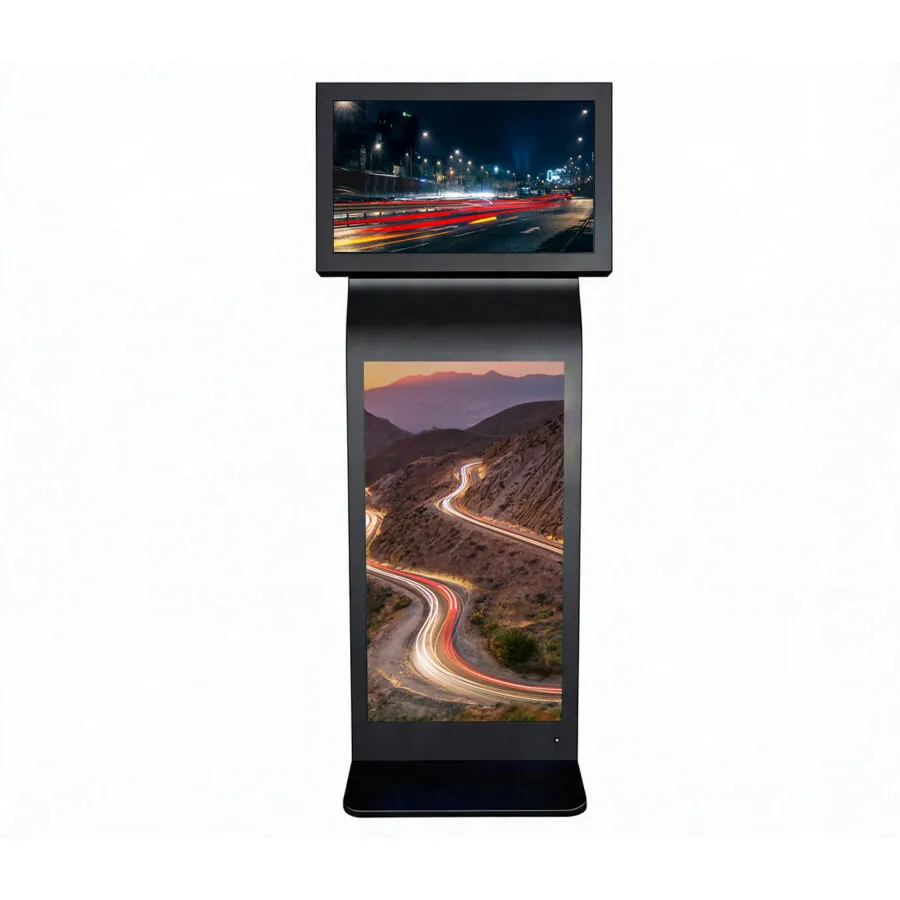 BS895 Dual screen stand alone digital signage Advertising - Becker Screen BS895 Dual screen stand alone digital signage Advertising