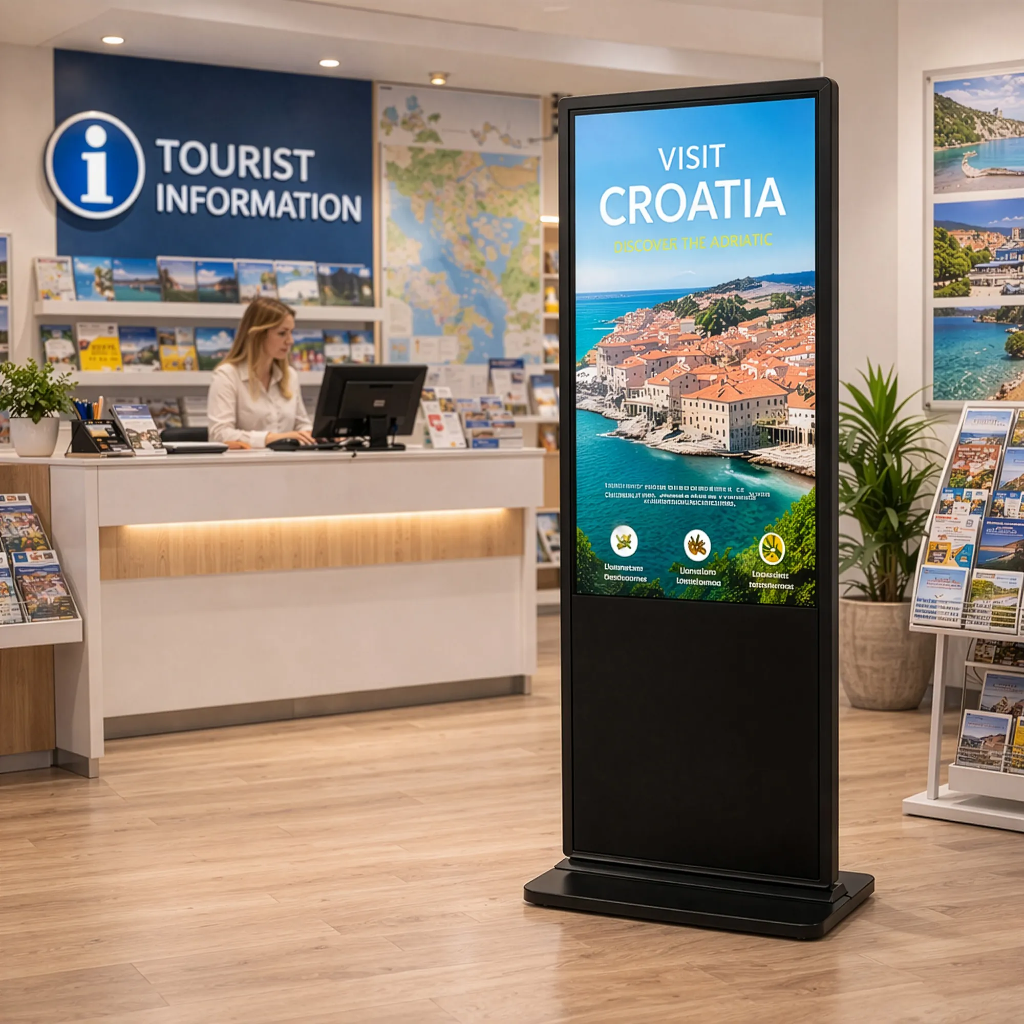 LCD reklamni zaslon u turističkom uredu za informiranje i promociju turističke ponude
