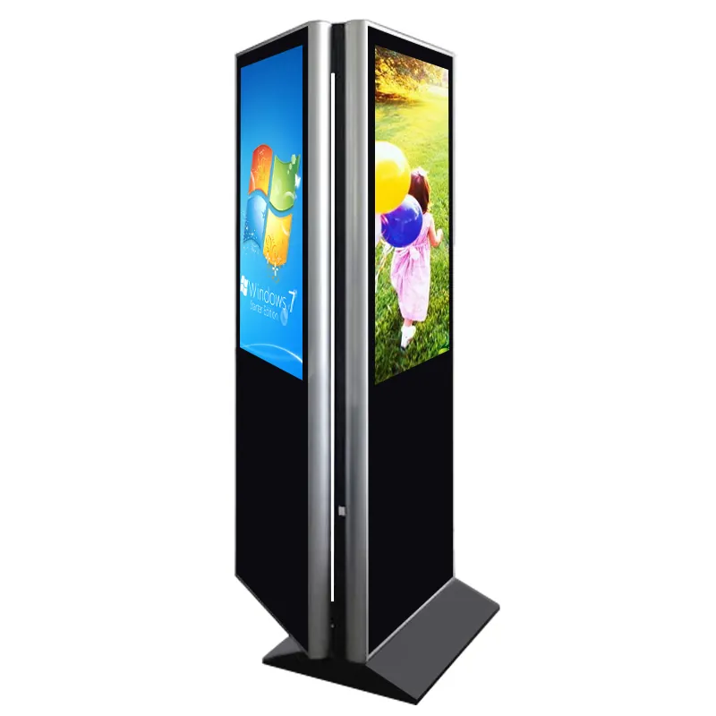 BS867 Dual Screen Stand Alone Digital Signage Advertising - Becker Screen BS867 Dual Screen Stand Alone Digital Signage Advertising