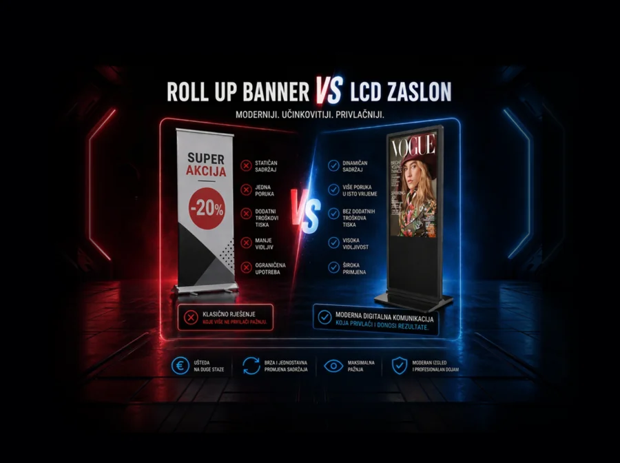Roll-up banner ili LCD reklamni zaslon, što je bolji izbor za moderno poslovanje? - Becker Screen Roll-up banner ili LCD reklamni zaslon, što je bolji izbor za moderno poslovanje?